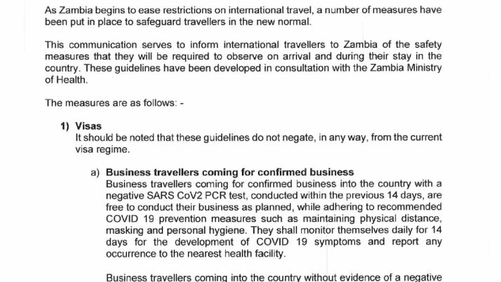 GUIDELINES AND MEASURES AT ZAMBIAN INTERNATIONAL AIRPORTS