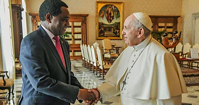 PRESIDENT HICHILEMA MEETS WITH THE HOLY FATHER – POPE FRANCIS